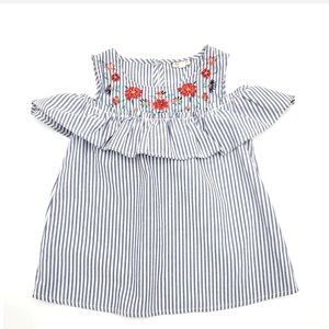 Eyeshadow Girls Floral Cold Shoulder Striped Top